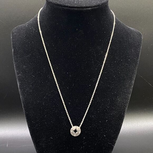 Compass Silver Tone Necklace - Free Shipping - Picture 1 of 7